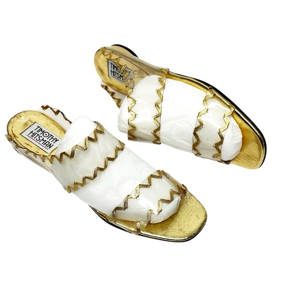 Timothy Hitsman Shoes - Vintage TIMOTHY HITSMAN Gold Leather‎ Sandals Size 9 Made in Spain